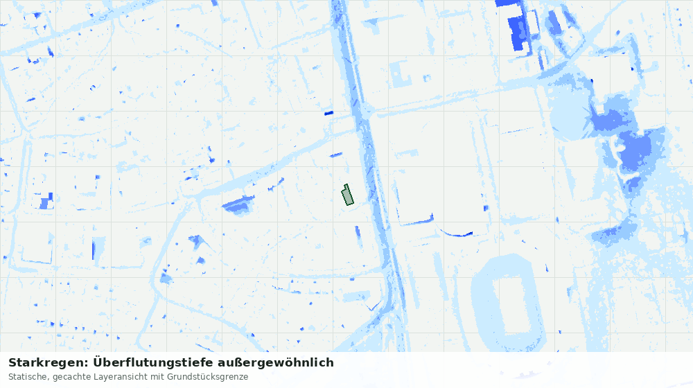 Statische Kartenansicht: Starkregen: Überflutungstiefe außergewöhnlich