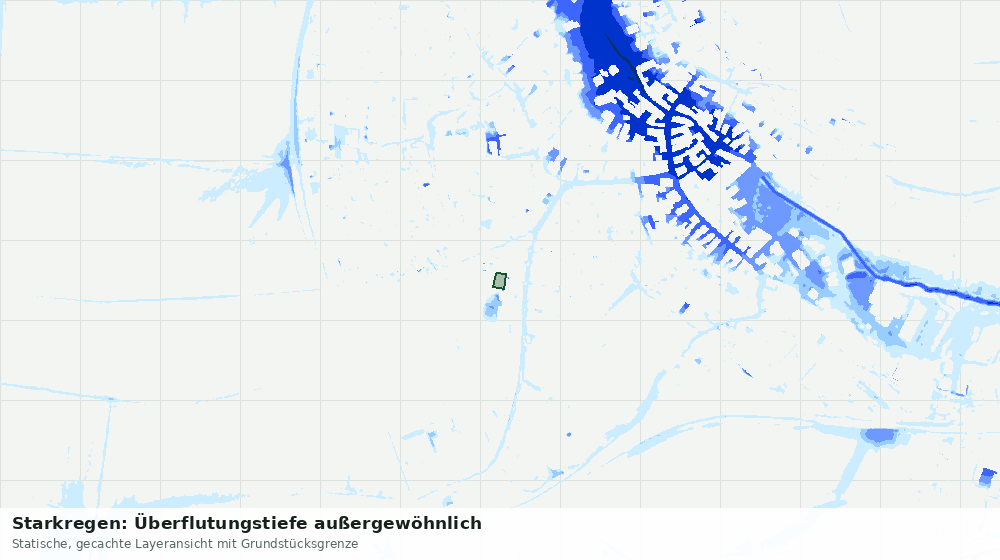 Statische Kartenansicht: Starkregen: Überflutungstiefe außergewöhnlich