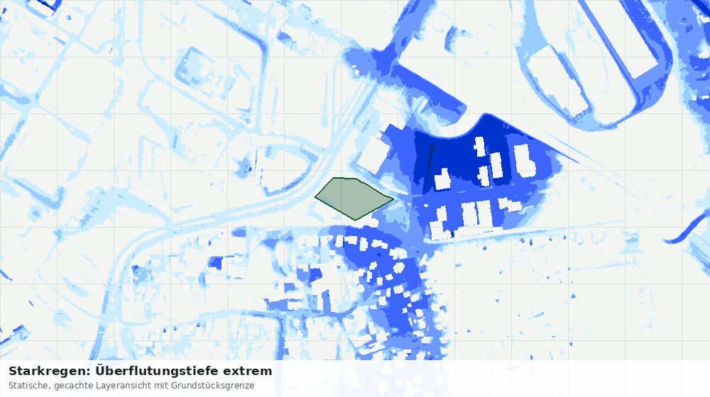 Statische Kartenansicht: Starkregen: Überflutungstiefe extrem