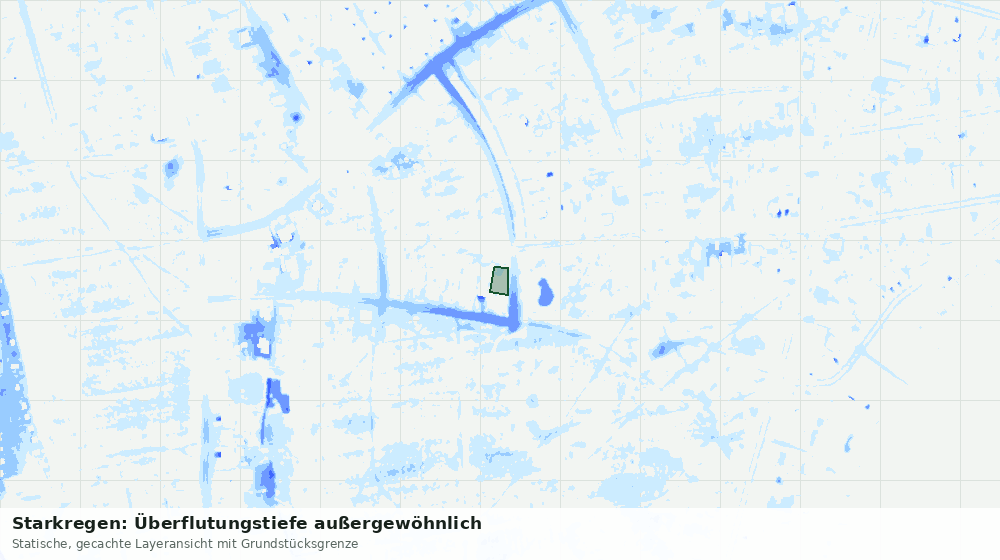 Statische Kartenansicht: Starkregen: Überflutungstiefe außergewöhnlich
