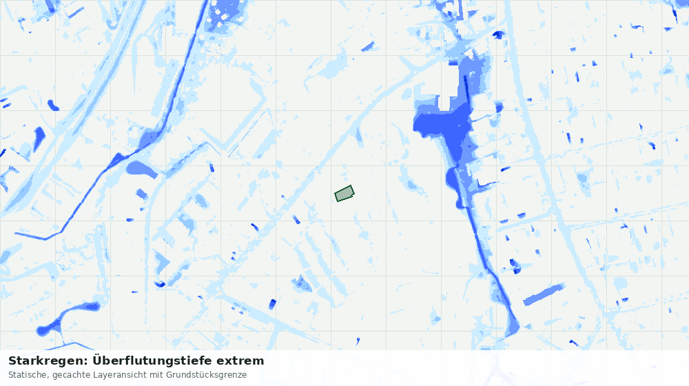 Statische Kartenansicht: Starkregen: Überflutungstiefe extrem