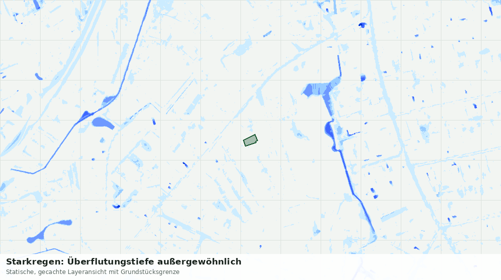 Statische Kartenansicht: Starkregen: Überflutungstiefe außergewöhnlich