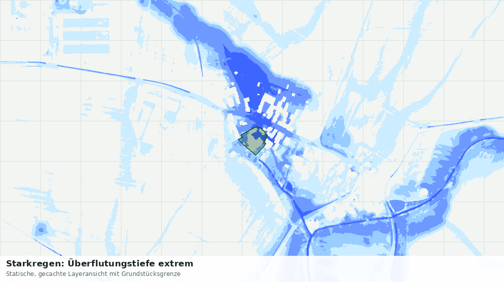 Statische Kartenansicht: Starkregen: Überflutungstiefe extrem