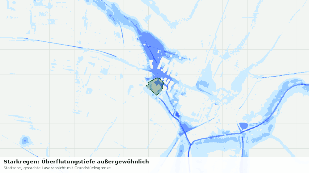 Statische Kartenansicht: Starkregen: Überflutungstiefe außergewöhnlich