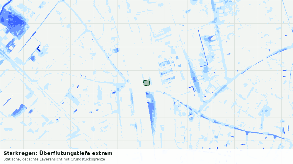 Statische Kartenansicht: Starkregen: Überflutungstiefe extrem