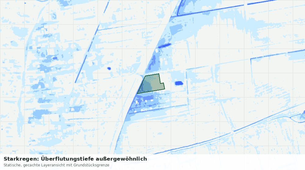 Statische Kartenansicht: Starkregen: Überflutungstiefe außergewöhnlich