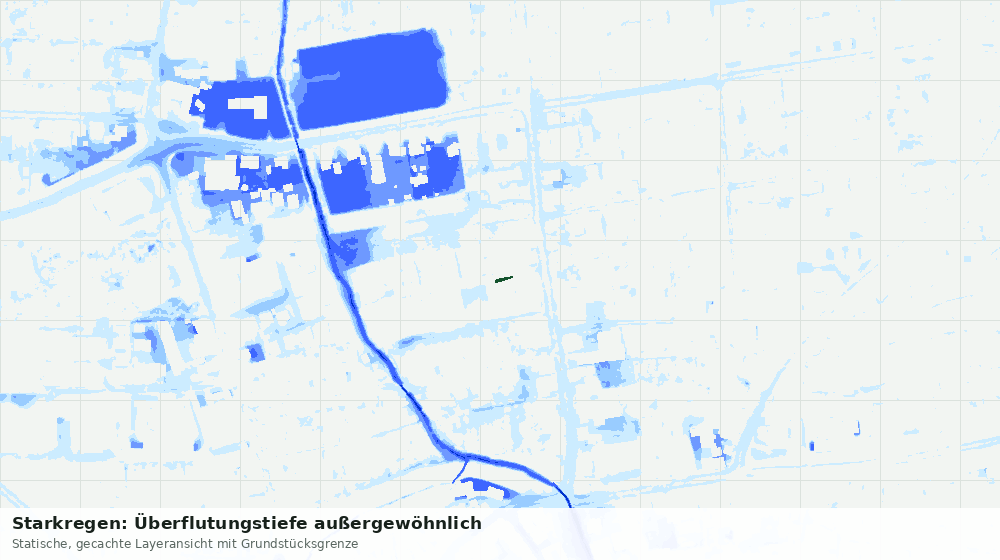 Statische Kartenansicht: Starkregen: Überflutungstiefe außergewöhnlich