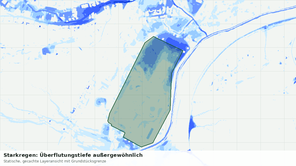 Statische Kartenansicht: Starkregen: Überflutungstiefe außergewöhnlich