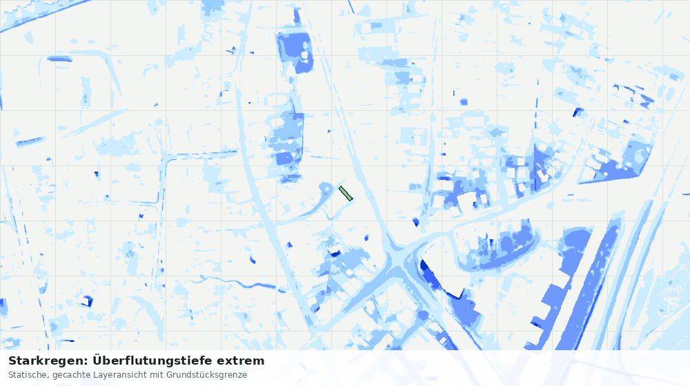Statische Kartenansicht: Starkregen: Überflutungstiefe extrem