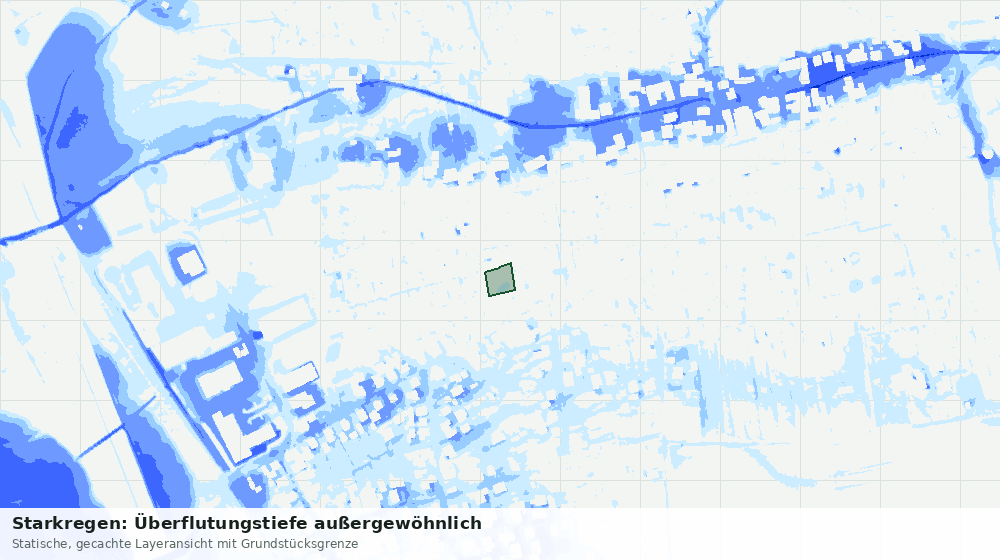 Statische Kartenansicht: Starkregen: Überflutungstiefe außergewöhnlich