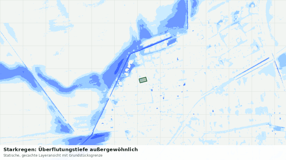 Statische Kartenansicht: Starkregen: Überflutungstiefe außergewöhnlich