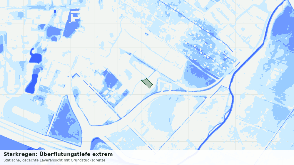 Statische Kartenansicht: Starkregen: Überflutungstiefe extrem