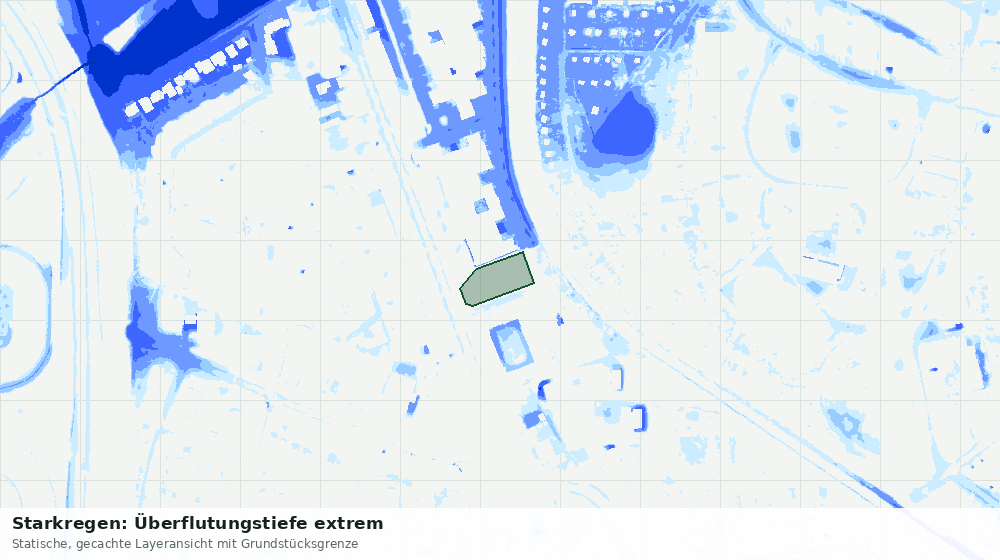 Statische Kartenansicht: Starkregen: Überflutungstiefe extrem
