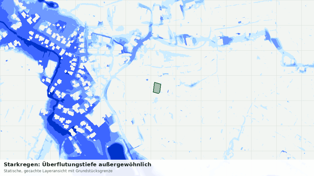 Statische Kartenansicht: Starkregen: Überflutungstiefe außergewöhnlich