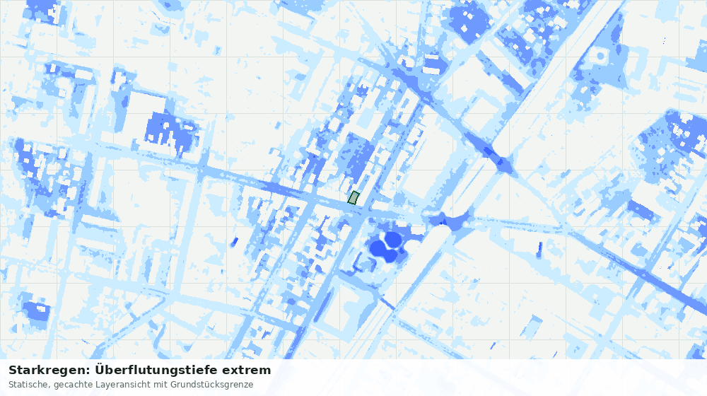 Statische Kartenansicht: Starkregen: Überflutungstiefe extrem