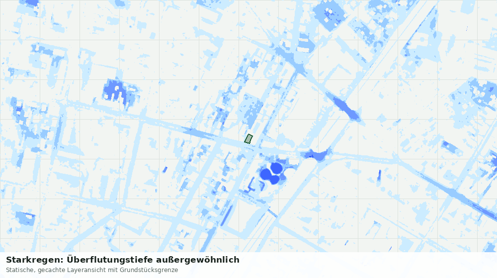 Statische Kartenansicht: Starkregen: Überflutungstiefe außergewöhnlich
