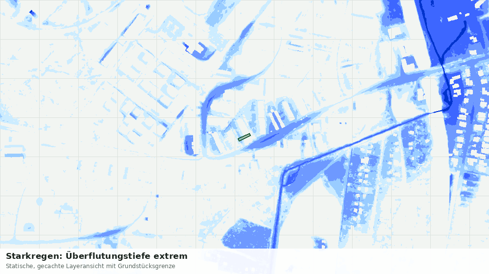 Statische Kartenansicht: Starkregen: Überflutungstiefe extrem