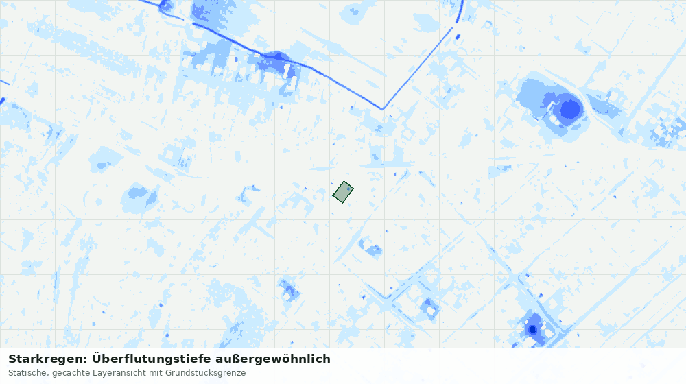 Statische Kartenansicht: Starkregen: Überflutungstiefe außergewöhnlich