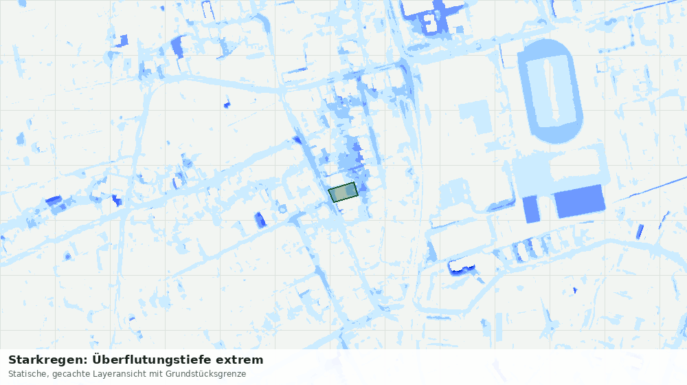 Statische Kartenansicht: Starkregen: Überflutungstiefe extrem