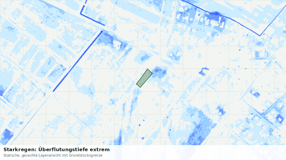 Statische Kartenansicht: Starkregen: Überflutungstiefe extrem