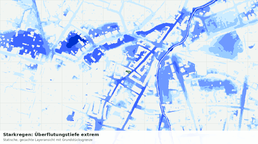 Statische Kartenansicht: Starkregen: Überflutungstiefe extrem