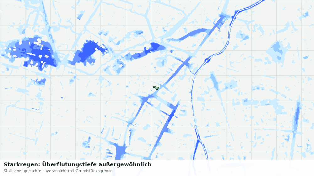Statische Kartenansicht: Starkregen: Überflutungstiefe außergewöhnlich
