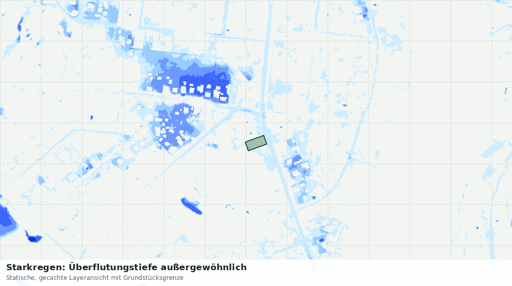 Statische Kartenansicht: Starkregen: Überflutungstiefe außergewöhnlich