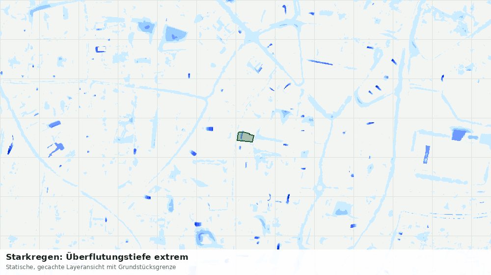 Statische Kartenansicht: Starkregen: Überflutungstiefe extrem
