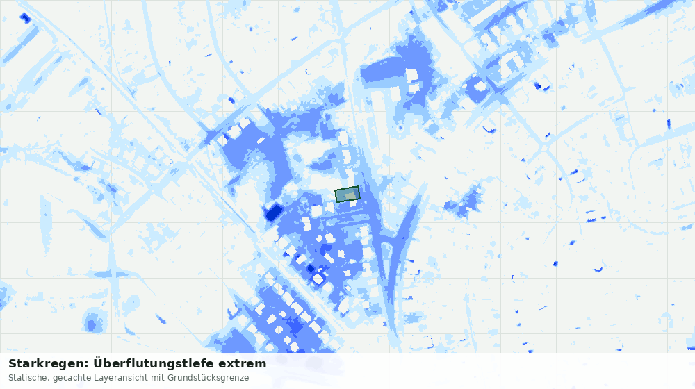 Statische Kartenansicht: Starkregen: Überflutungstiefe extrem