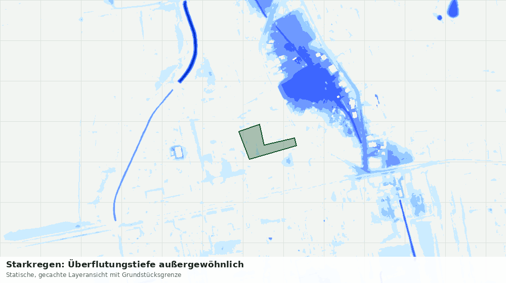 Statische Kartenansicht: Starkregen: Überflutungstiefe außergewöhnlich