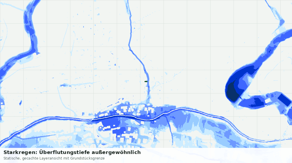 Statische Kartenansicht: Starkregen: Überflutungstiefe außergewöhnlich