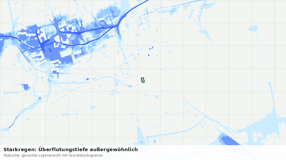 Statische Kartenansicht: Starkregen: Überflutungstiefe außergewöhnlich
