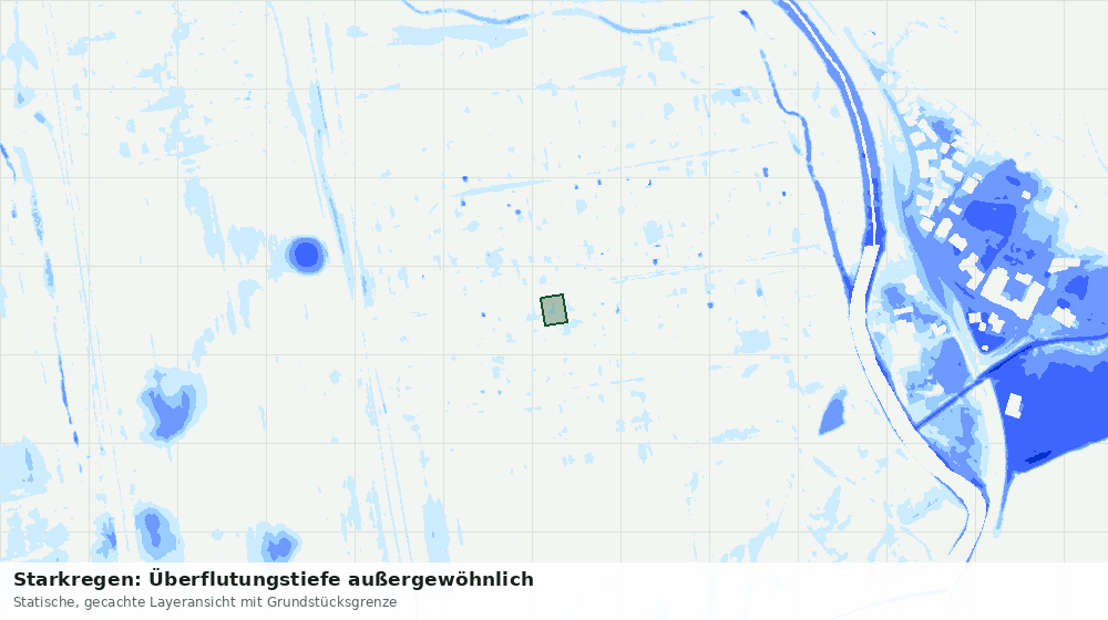 Statische Kartenansicht: Starkregen: Überflutungstiefe außergewöhnlich