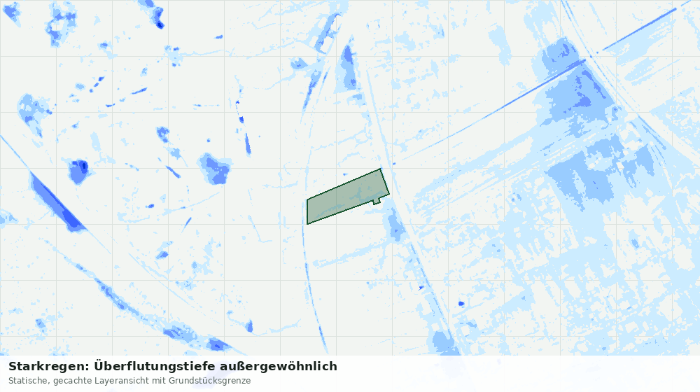 Statische Kartenansicht: Starkregen: Überflutungstiefe außergewöhnlich