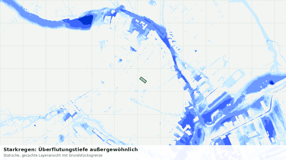 Statische Kartenansicht: Starkregen: Überflutungstiefe außergewöhnlich