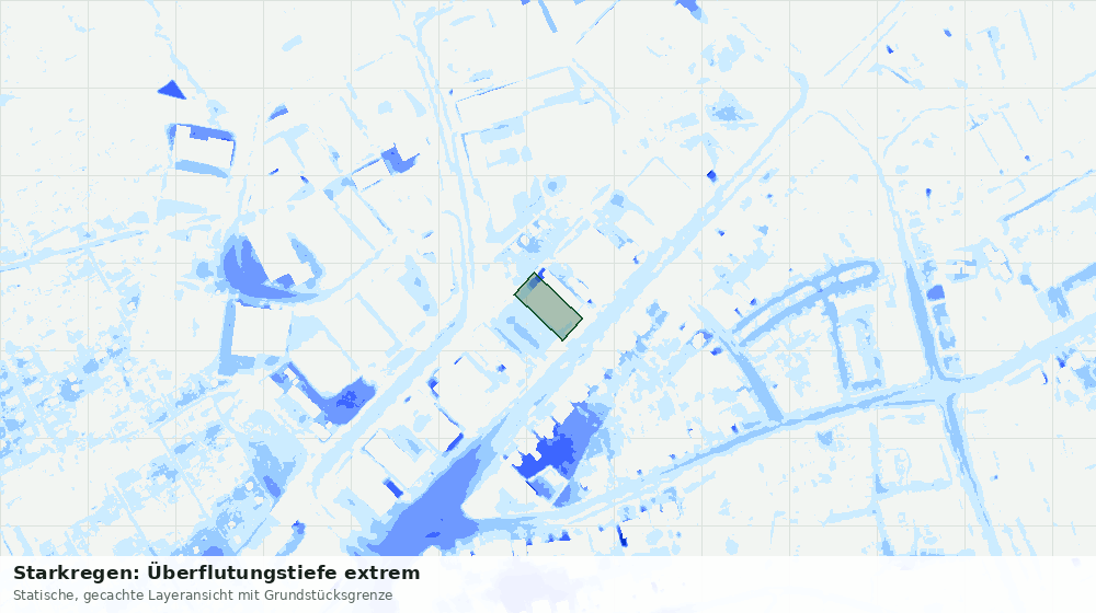 Statische Kartenansicht: Starkregen: Überflutungstiefe extrem