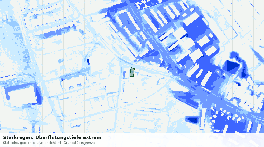 Statische Kartenansicht: Starkregen: Überflutungstiefe extrem