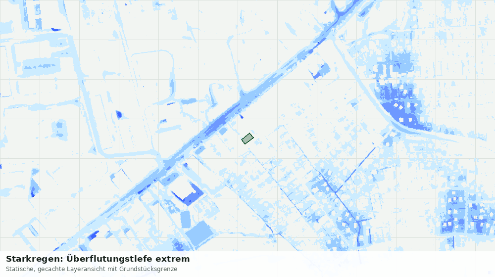 Statische Kartenansicht: Starkregen: Überflutungstiefe extrem