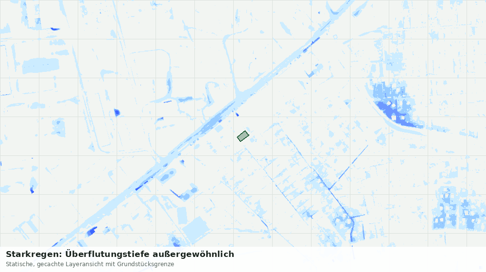 Statische Kartenansicht: Starkregen: Überflutungstiefe außergewöhnlich