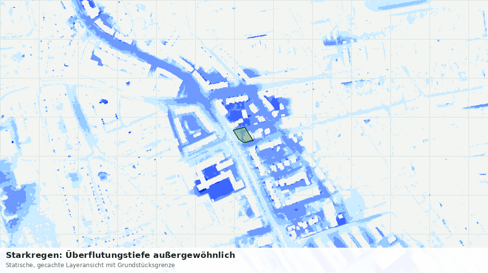Statische Kartenansicht: Starkregen: Überflutungstiefe außergewöhnlich