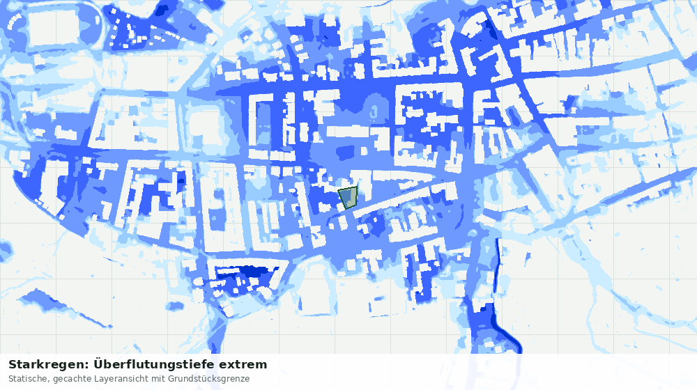 Statische Kartenansicht: Starkregen: Überflutungstiefe extrem