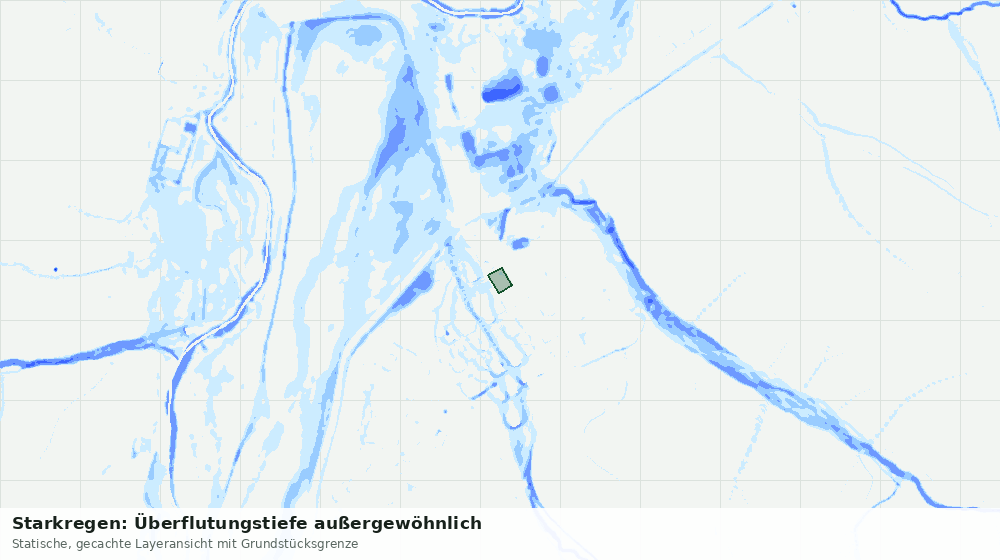 Statische Kartenansicht: Starkregen: Überflutungstiefe außergewöhnlich