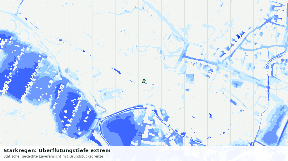 Statische Kartenansicht: Starkregen: Überflutungstiefe extrem