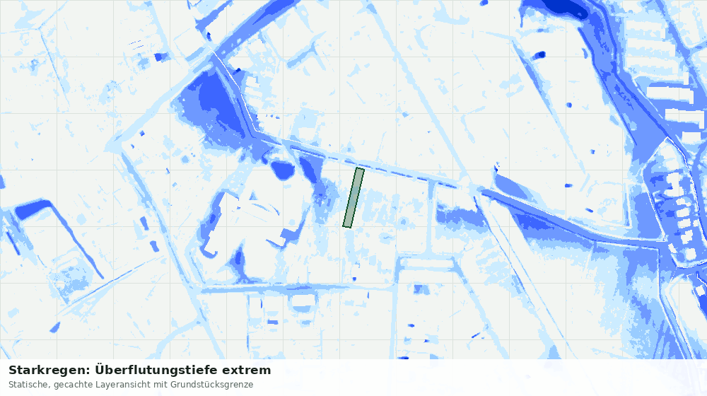 Statische Kartenansicht: Starkregen: Überflutungstiefe extrem
