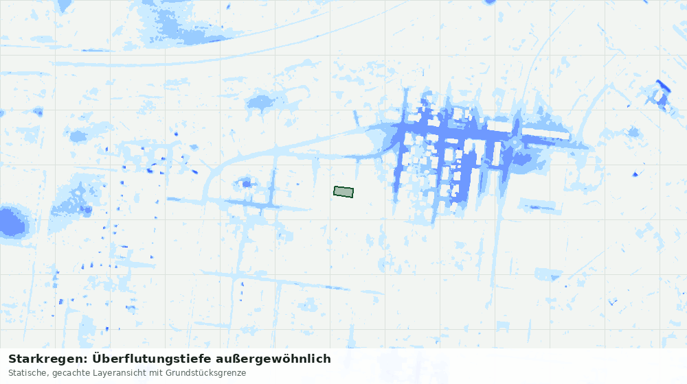 Statische Kartenansicht: Starkregen: Überflutungstiefe außergewöhnlich
