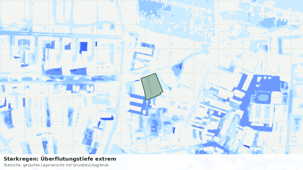 Statische Kartenansicht: Starkregen: Überflutungstiefe extrem