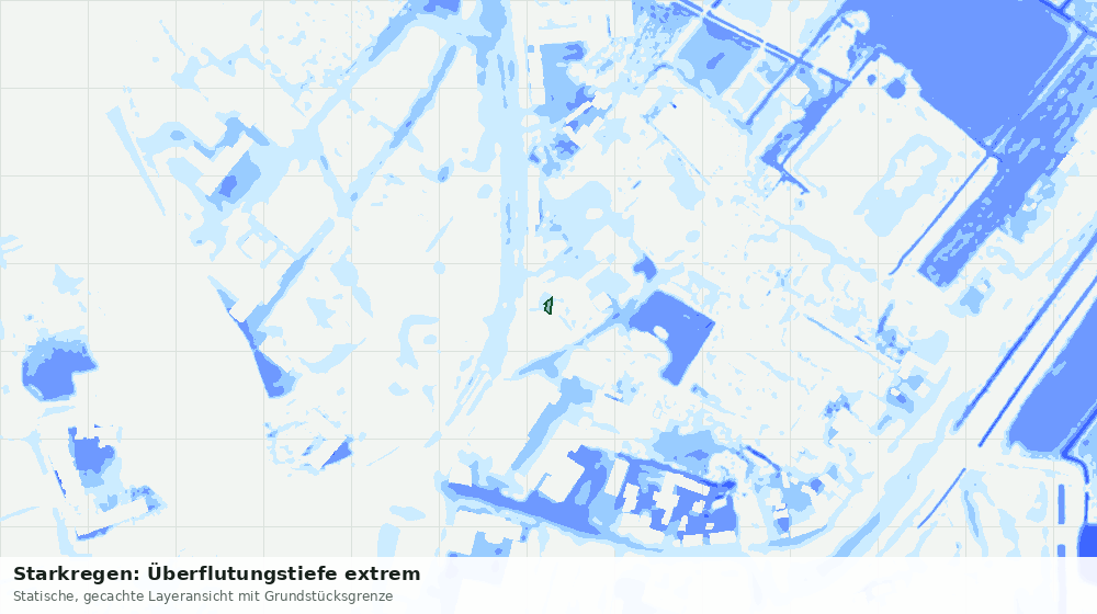 Statische Kartenansicht: Starkregen: Überflutungstiefe extrem
