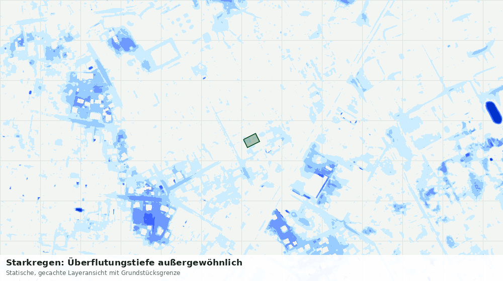 Statische Kartenansicht: Starkregen: Überflutungstiefe außergewöhnlich