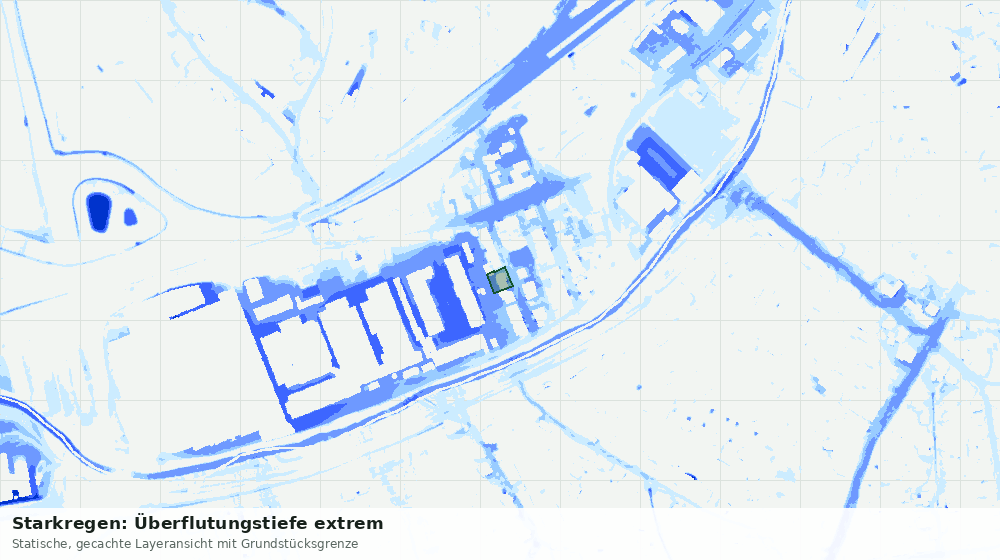 Statische Kartenansicht: Starkregen: Überflutungstiefe extrem