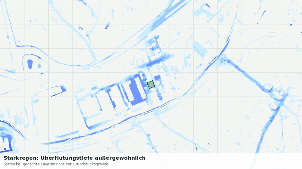 Statische Kartenansicht: Starkregen: Überflutungstiefe außergewöhnlich